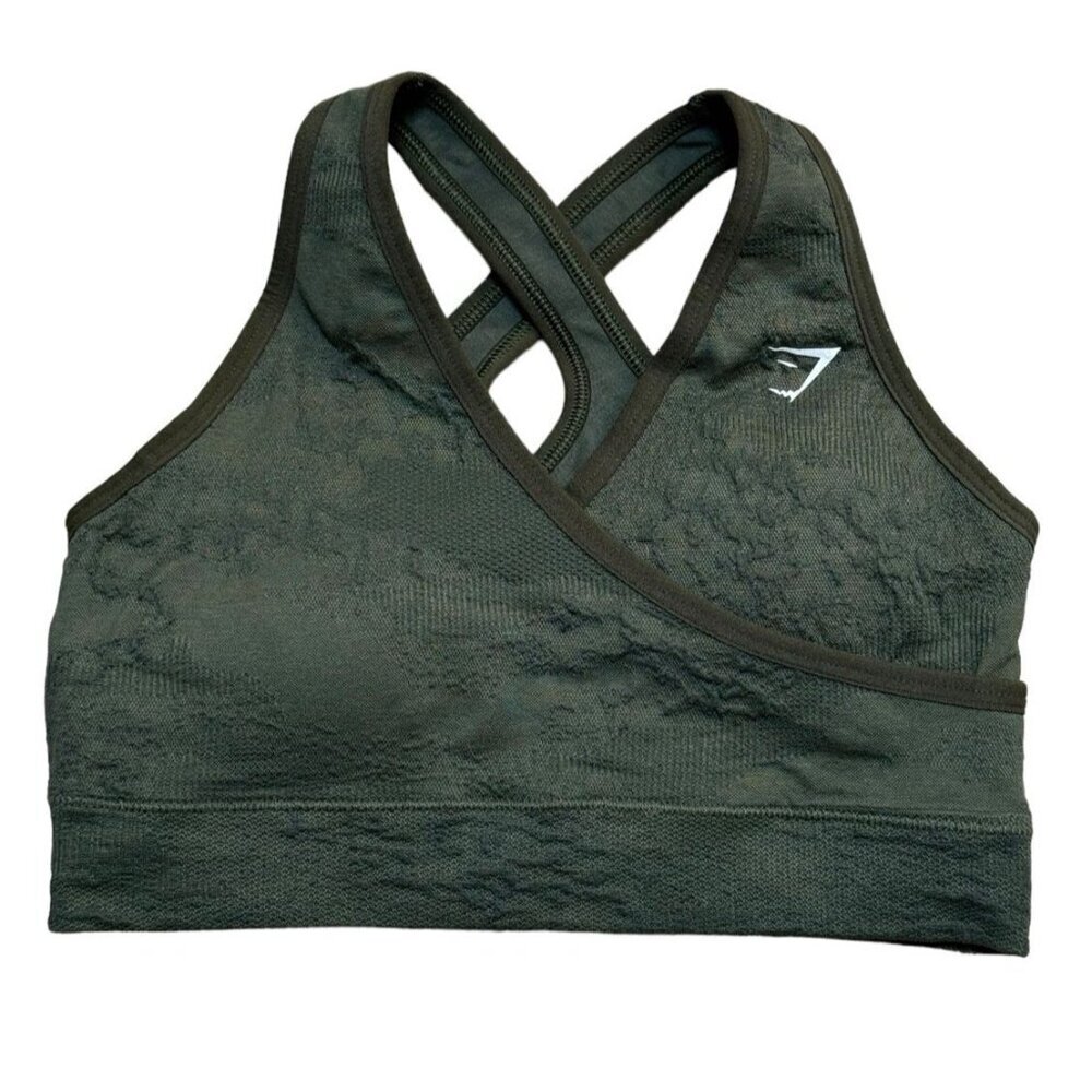 Gymshark Sz S Sports Bra Crop Top Olive Green Athletic Athleisure Sporty Gym